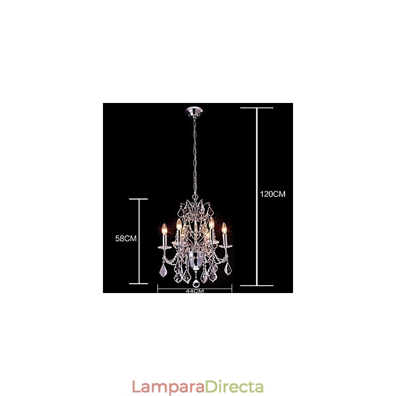Lámpara de araña de metal y cristal, moderna, contemporánea, tradicional, clásica, campestre, cromada.