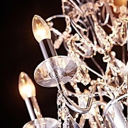 Lámpara de araña de metal y cristal, moderna, contemporánea, tradicional, clásica, campestre, cromada.