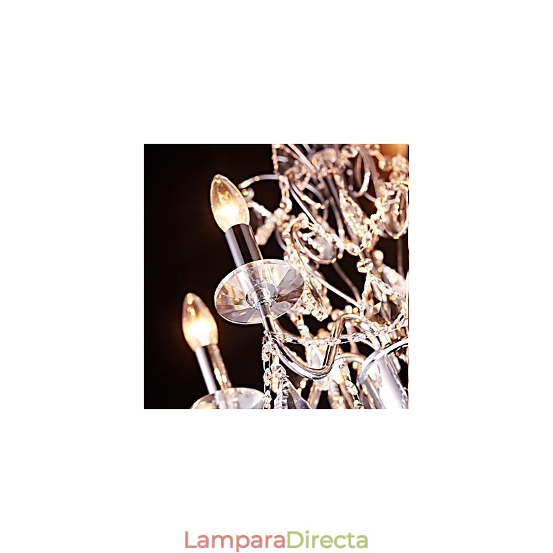 Lámpara de araña de metal y cristal, moderna, contemporánea, tradicional, clásica, campestre, cromada.