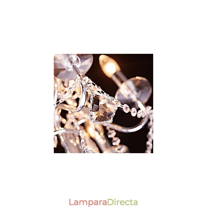 Lámpara de araña de metal y cristal, moderna, contemporánea, tradicional, clásica, campestre, cromada.