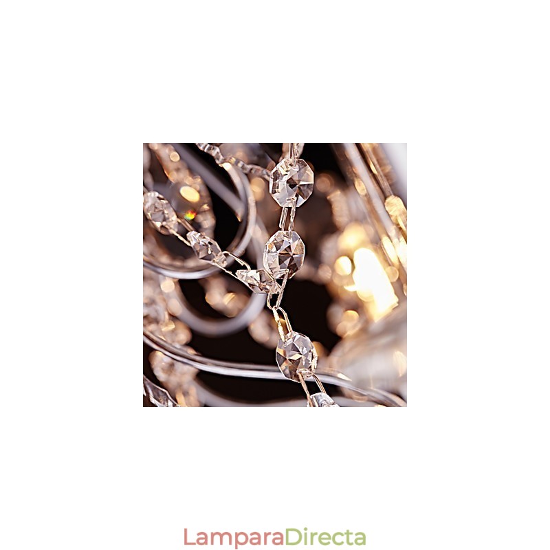 Lámpara de araña de metal y cristal, moderna, contemporánea, tradicional, clásica, campestre, cromada.