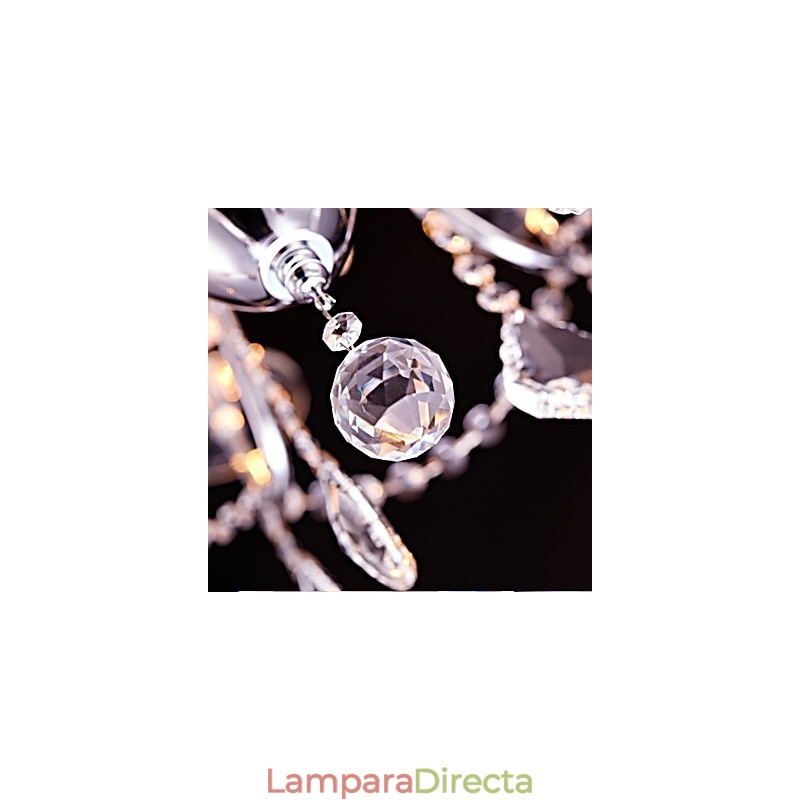 Lámpara de araña de metal y cristal, moderna, contemporánea, tradicional, clásica, campestre, cromada.