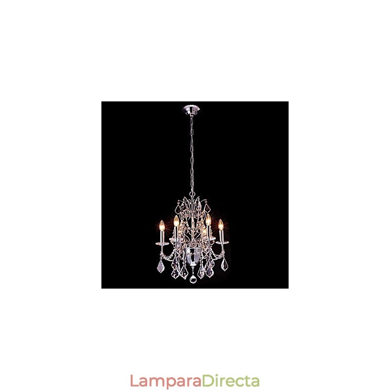 Lámpara de araña de metal y cristal, moderna, contemporánea, tradicional, clásica, campestre, cromada.