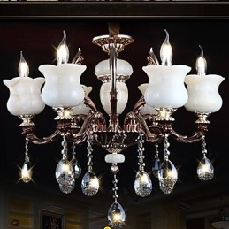 Lámpara colgante de aleación de zinc y jade, 6 luces