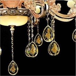 Lámpara de araña de metal estilo mini de cristal con 8 bombillas, con acabado galvanizado clásico tradicional