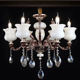 Lámpara colgante de aleación de zinc y jade, 6 luces
