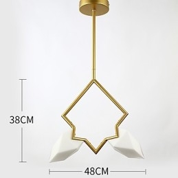 Lámpara colgante decorativa de metal con dos luces y cristal color melocotón de estilo moderno.