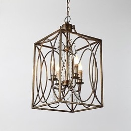 Lámpara colgante de cuatro luces de metal vintage estilo americano industrial estilo loft con pintura de color europeo para decorar interiores.