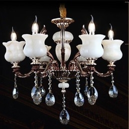 Lámpara colgante de aleación de zinc y jade, 6 luces