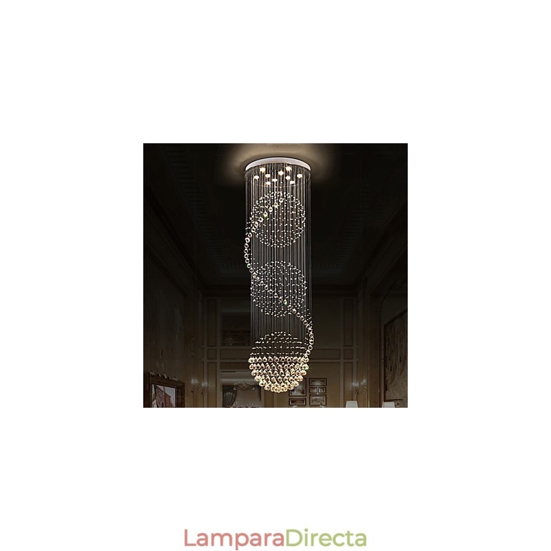 Lámpara colgante de techo de cristal moderna con forma de lágrima de lluvia de 10 luces y 2,5 metros de largo para interiores.