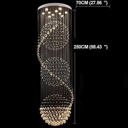 Lámpara colgante de techo de cristal moderna con forma de lágrima de lluvia de 10 luces y 2,5 metros de largo para interiores.