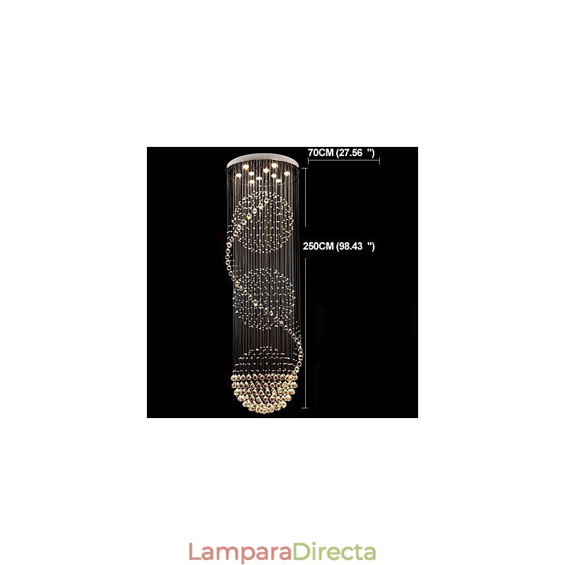 Lámpara colgante de techo de cristal moderna con forma de lágrima de lluvia de 10 luces y 2,5 metros de largo para interiores.
