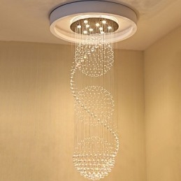 Lámpara colgante de techo de cristal moderna con forma de lágrima de lluvia de 10 luces y 2,5 metros de largo para interiores.