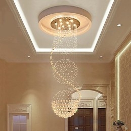 Lámpara colgante de techo de cristal moderna con forma de lágrima de lluvia de 10 luces y 2,5 metros de largo para interiores.