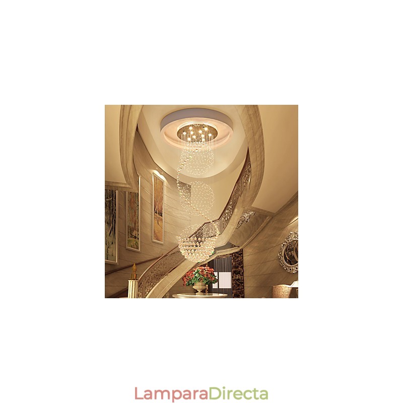 Lámpara colgante de techo de cristal moderna con forma de lágrima de lluvia de 10 luces y 2,5 metros de largo para interiores.
