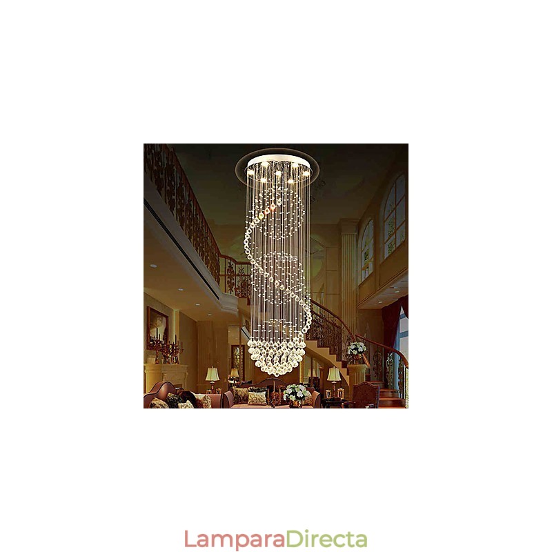 Lámpara colgante de techo de cristal moderna con forma de lágrima de lluvia de 10 luces y 2,5 metros de largo para interiores.