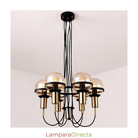 Lámpara de araña personalizada de 6 luces con pantalla de cristal Lámpara de araña personalizada de 6 luces con pantalla de cristal