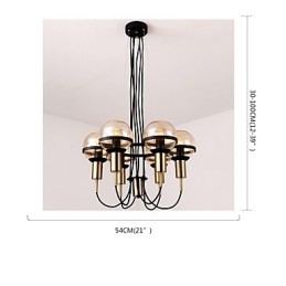 Lámpara de araña personalizada de 6 luces con pantalla de cristal