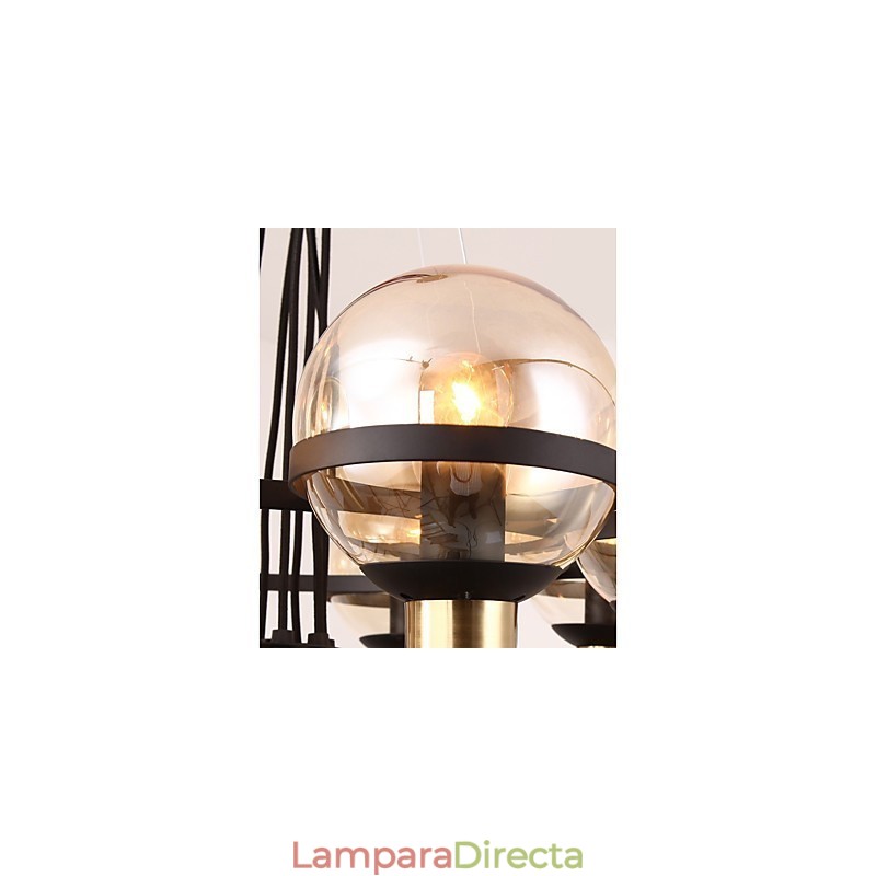 Lámpara de araña personalizada de 6 luces con pantalla de cristal