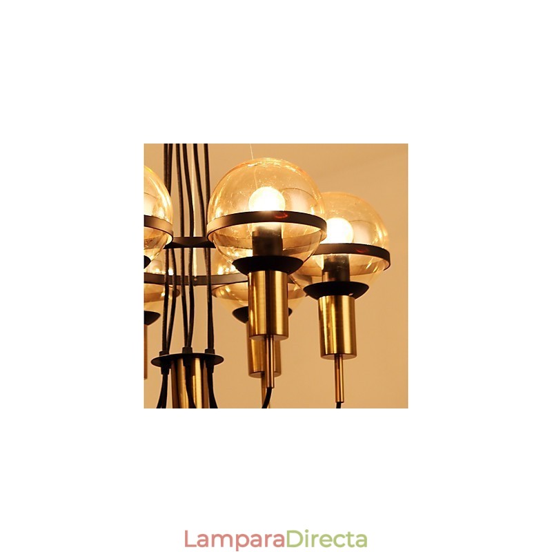 Lámpara de araña personalizada de 6 luces con pantalla de cristal