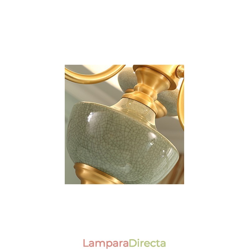 Araña de cobre, lámpara decorativa de jade