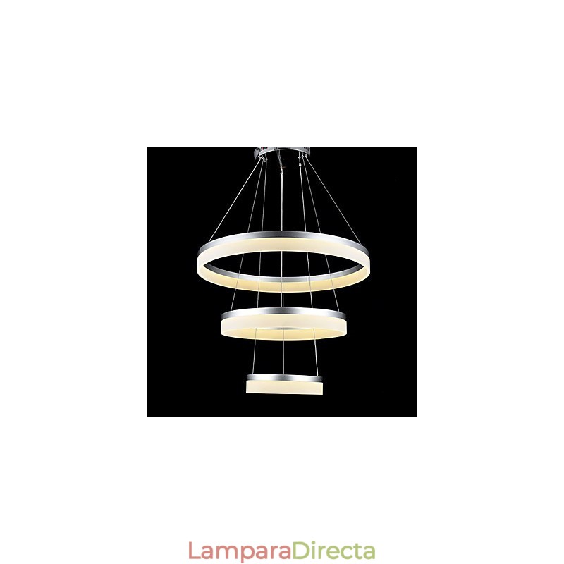 Lámparas de araña redondas, modernas lámparas acrílicas, lujosas lámparas de techo de tres anillos.