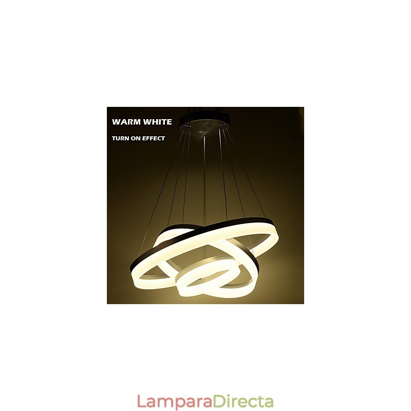 Lámparas de araña redondas, modernas lámparas acrílicas, lujosas lámparas de techo de tres anillos.