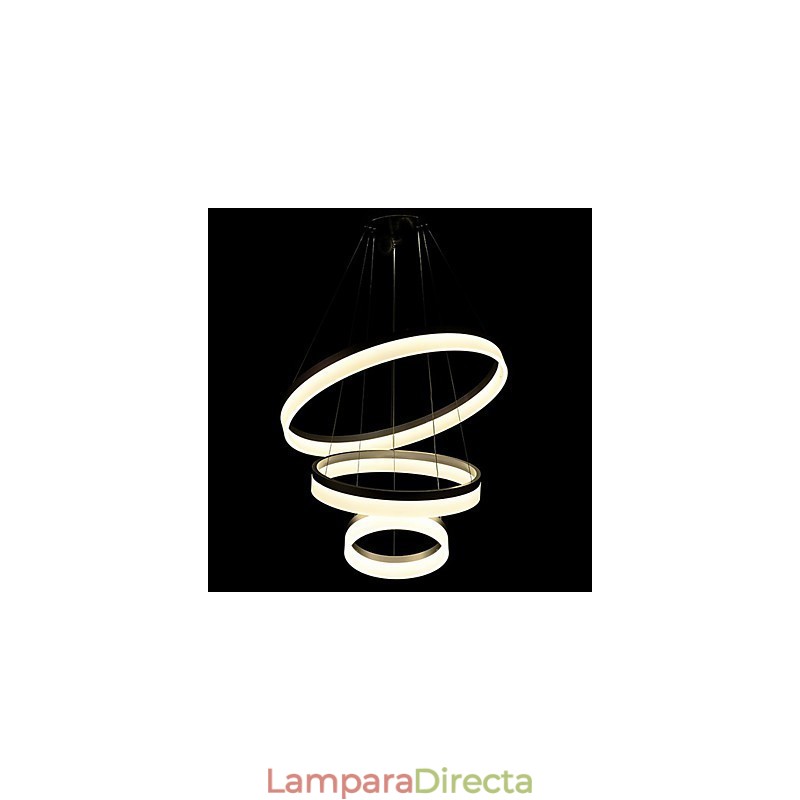 Lámparas de araña redondas, modernas lámparas acrílicas, lujosas lámparas de techo de tres anillos.