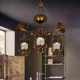 Lámpara de araña de metal con diseño de globo terráqueo estilo rústico vintage retro para diseñadores de estilo mini