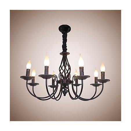 Lámpara de hierro simple europea, lámpara de vela, 8 candelabros Lámpara de hierro simple europea, lámpara de vela, 8 candelabros