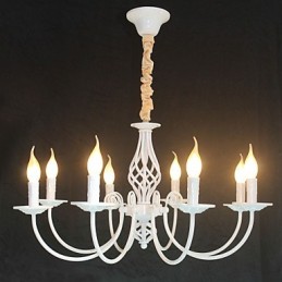 Lámpara de hierro simple europea, lámpara de vela, 8 candelabros