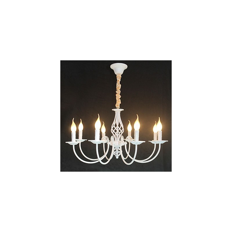 Lámpara de hierro simple europea, lámpara de vela, 8 candelabros