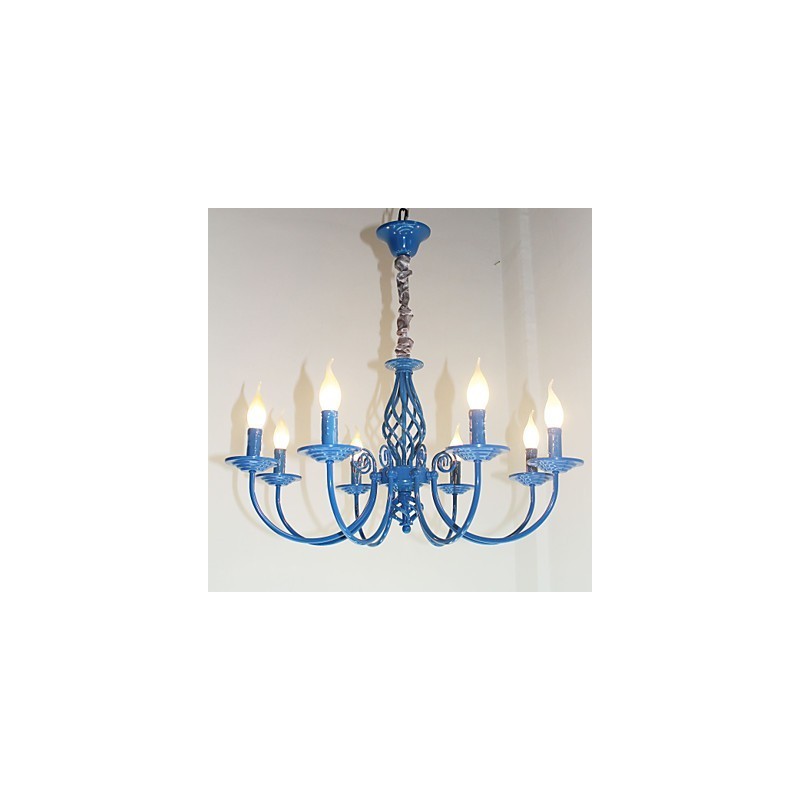 Lámpara de hierro simple europea, lámpara de vela, 8 candelabros