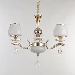 Lámpara de araña de cristal de metal con acabado galvanizado moderno y contemporáneo.
