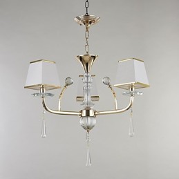Lámpara de araña de cristal de metal con acabado galvanizado moderno y contemporáneo.