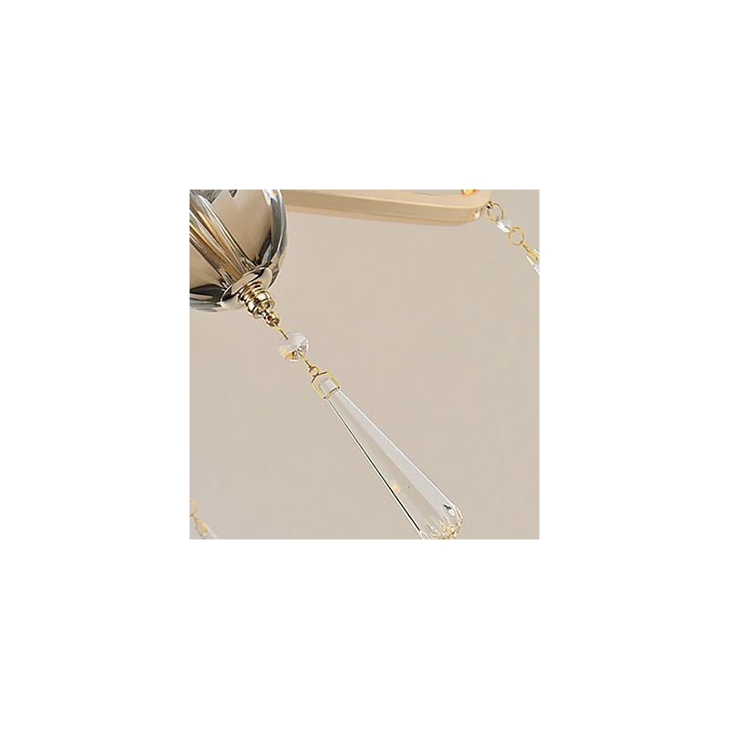 Lámpara de araña de cristal de metal con acabado galvanizado moderno y contemporáneo.