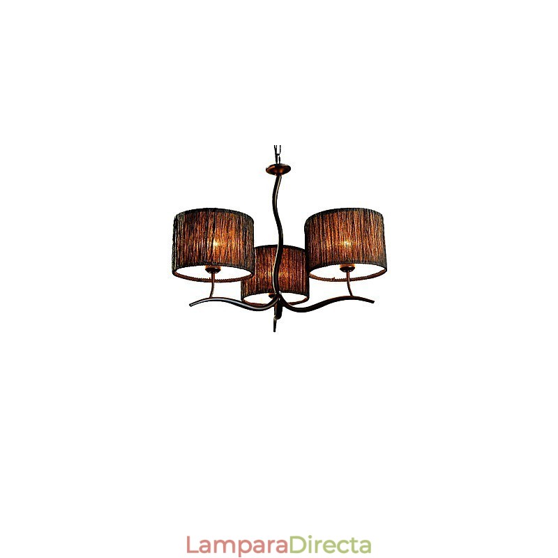 Lámpara de araña clásica tradicional de 3 luces con pantalla de tela sencilla