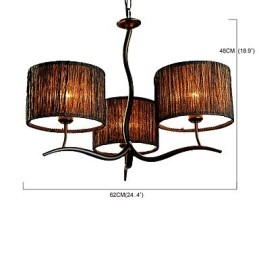 Lámpara de araña clásica tradicional de 3 luces con pantalla de tela sencilla