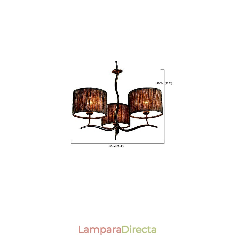 Lámpara de araña clásica tradicional de 3 luces con pantalla de tela sencilla