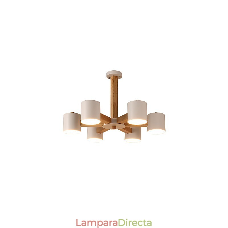 Lámpara de araña de 6 luces, moderna, contemporánea, tradicional, clásica, vintage, estilo campestre, de madera.