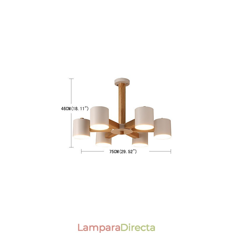 Lámpara de araña de 6 luces, moderna, contemporánea, tradicional, clásica, vintage, estilo campestre, de madera.