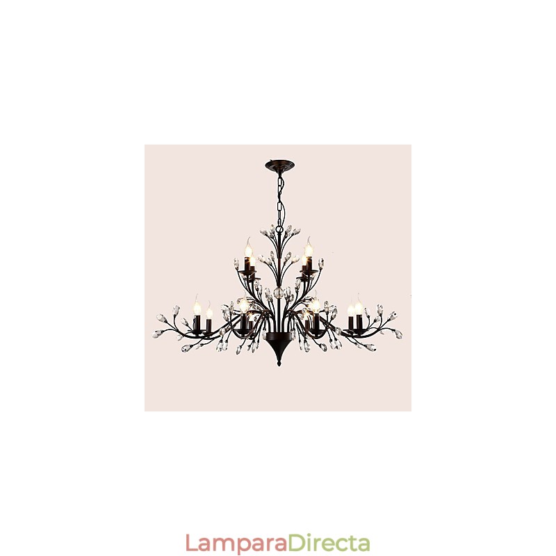 Lámpara de araña de cristal de 12 luces, moderna, contemporánea, tradicional, clásica, vintage, retro, estilo campestre, con pintura característica.