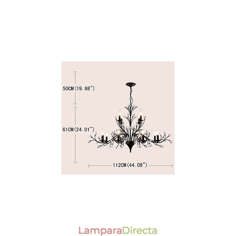 Lámpara de araña de cristal de 12 luces, moderna, contemporánea, tradicional, clásica, vintage, retro, estilo campestre, con pintura característica.