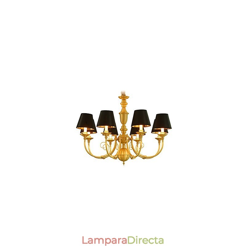 Lámpara de araña tradicional clásica de latón estilo campestre, estilo mini, de metal, con 8 bombillas.
