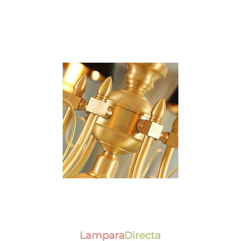 Lámpara de araña tradicional clásica de latón estilo campestre, estilo mini, de metal, con 8 bombillas.