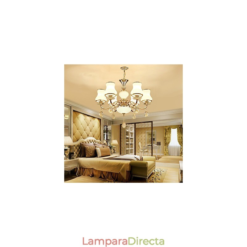 Lámpara de araña moderna contemporánea galvanizada con característica de metal de cristal