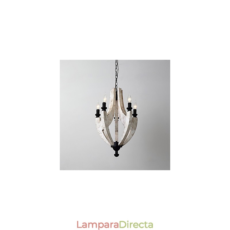 Lámpara colgante decorativa de madera de bambú estilo mini con pintura vintage