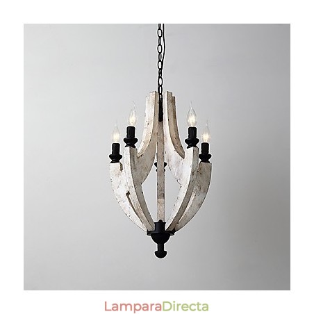 Lámpara colgante decorativa de madera de bambú estilo mini con pintura vintage Lámpara colgante decorativa de madera de bambú estilo mini con pintura vintage