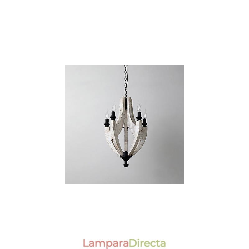 Lámpara colgante decorativa de madera de bambú estilo mini con pintura vintage