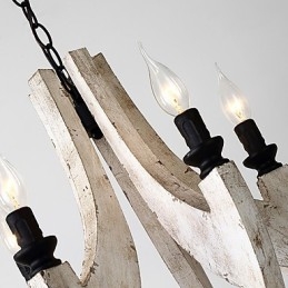 Lámpara colgante decorativa de madera de bambú estilo mini con pintura vintage
